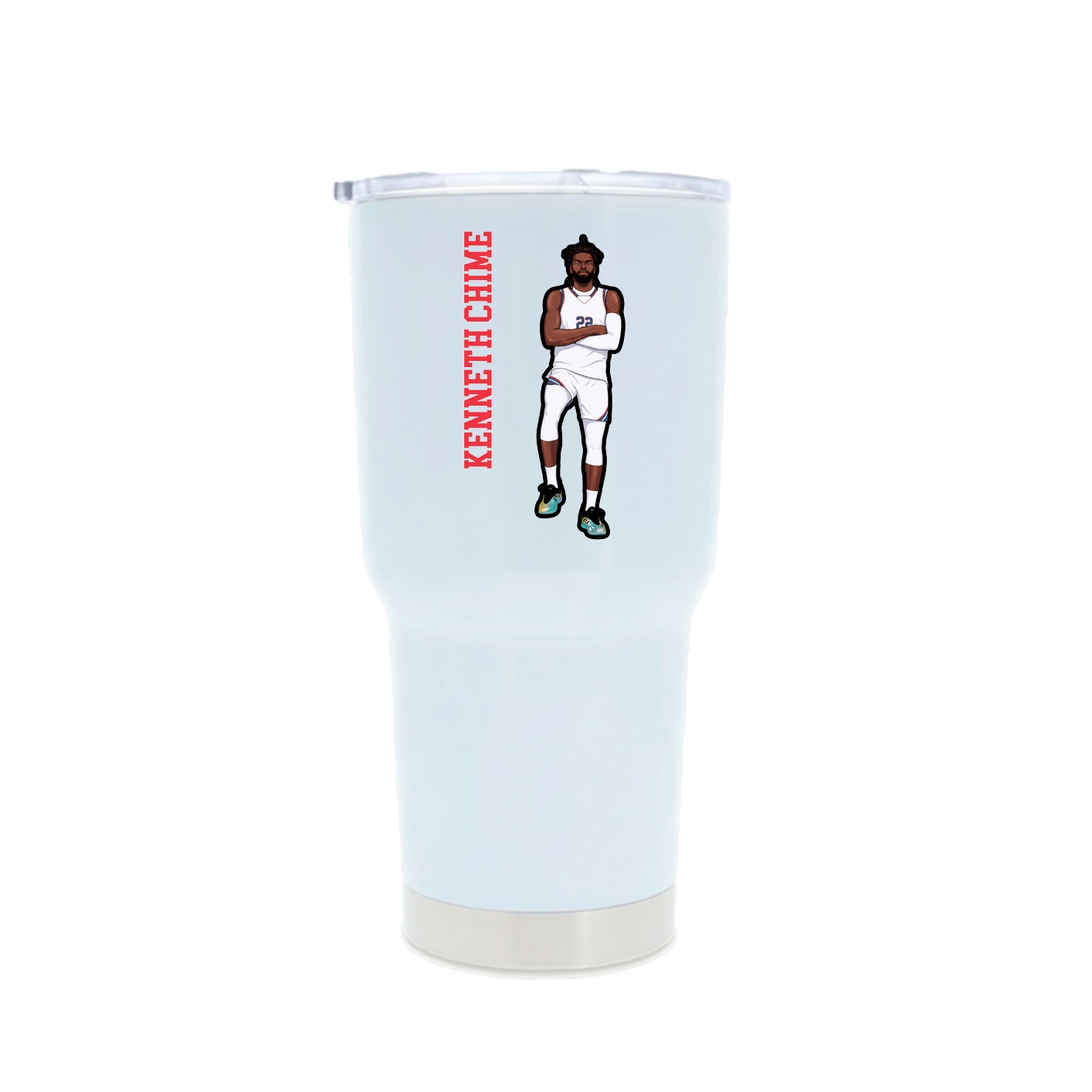 30oz Stainless Steel Tumbler — Name Vertical in White