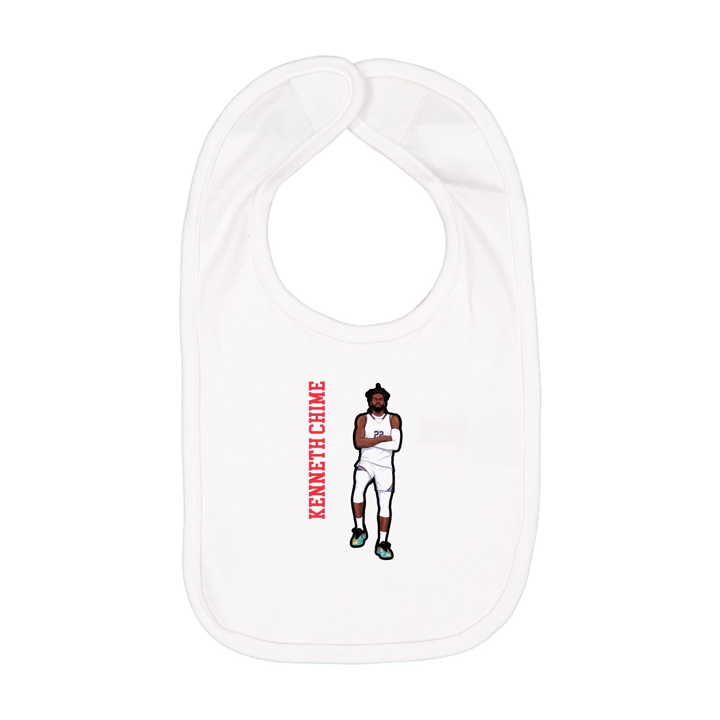 Infant Bib — Name Vertical in White