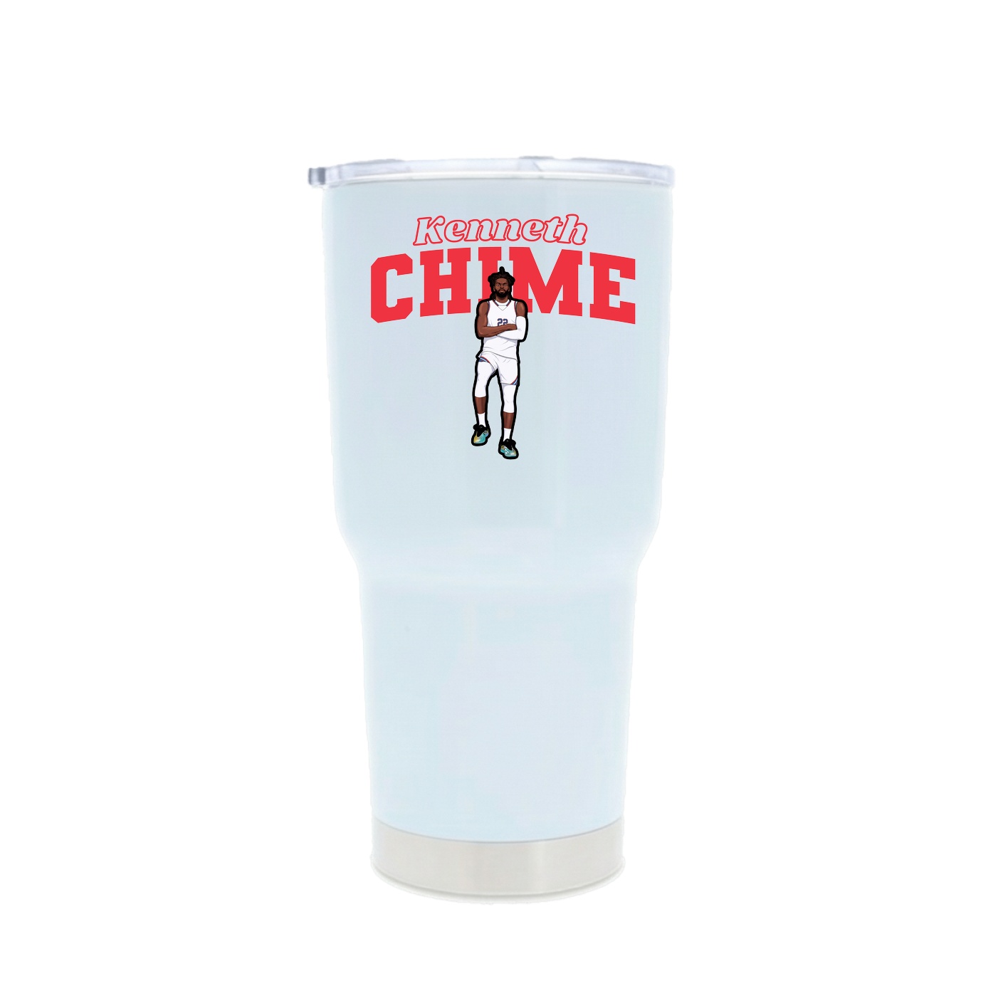 30oz Stainless Steel Tumbler — Name Arch in White