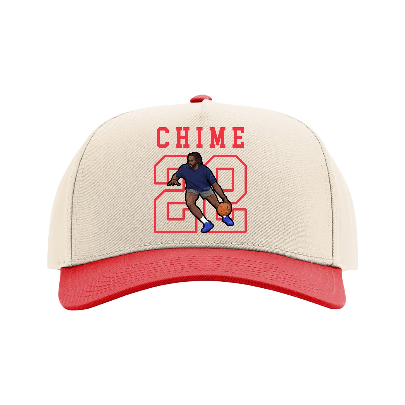 Full Fabric Five-Panel Champ Cap — Shirsey in Cream/Red