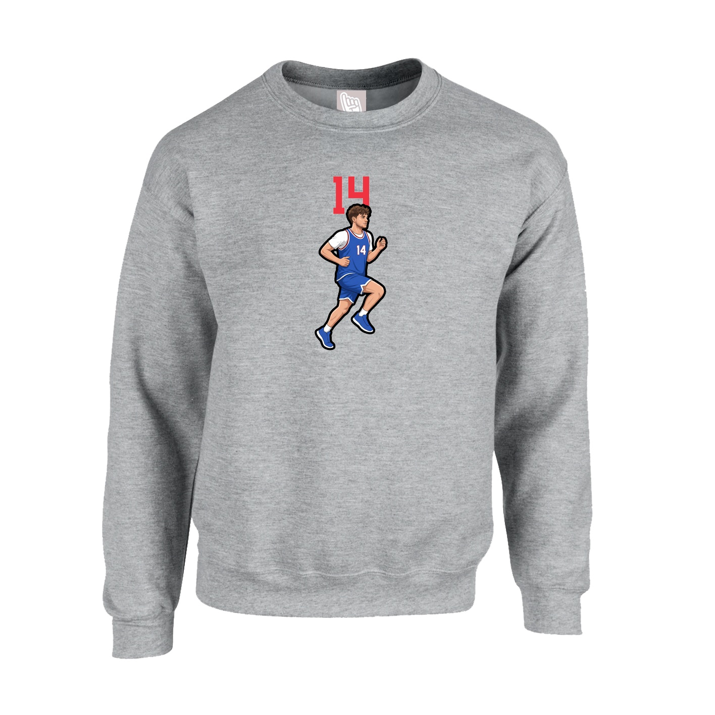 Fleece Crew — Number Top in Grey