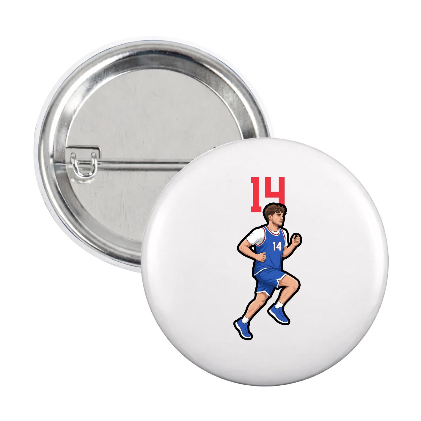 Game Day Button — Number Top in White
