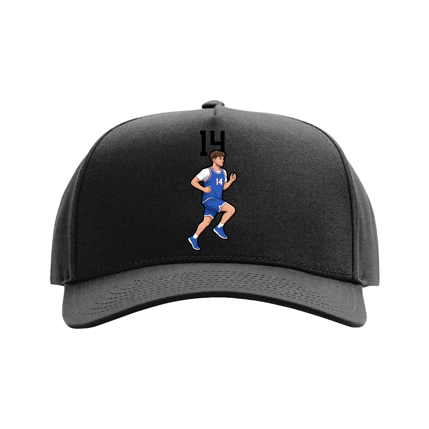 Full Fabric Five-Panel Champ Cap — Number Top in Black
