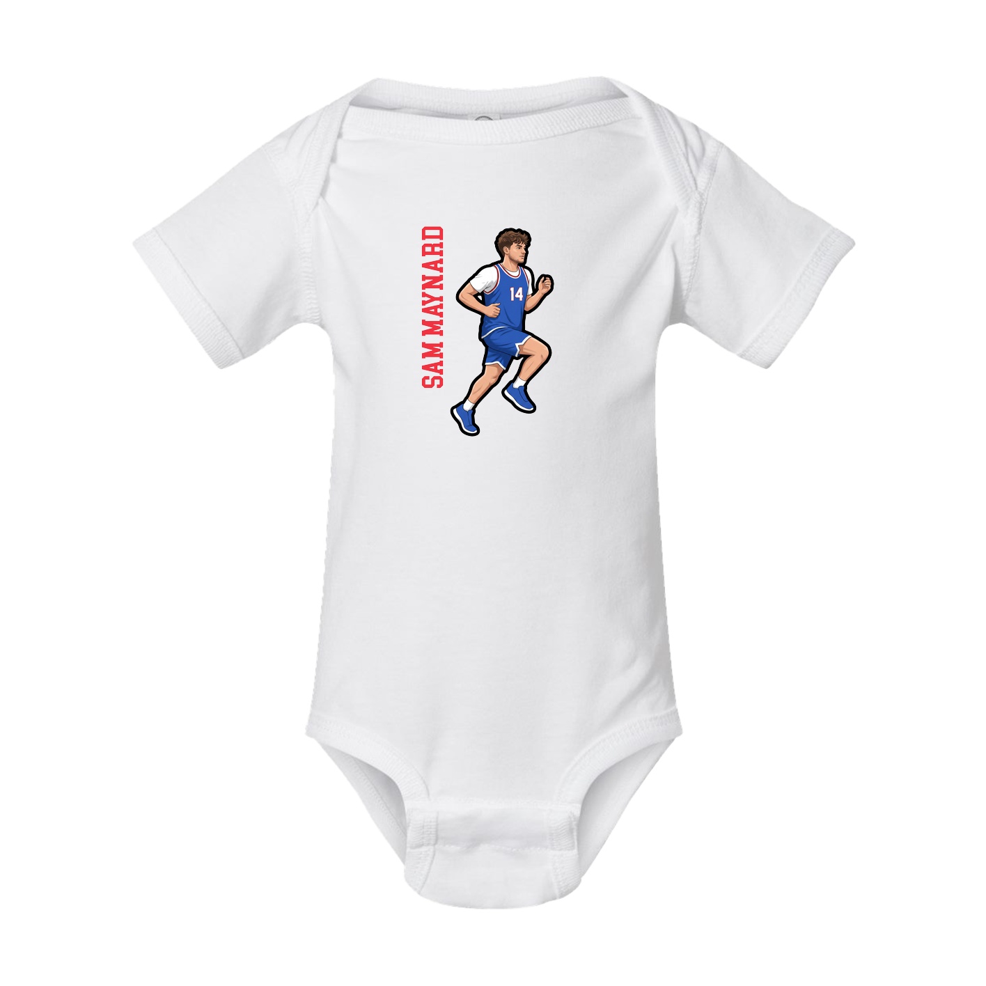 Baby Onesie — Name Vertical in White