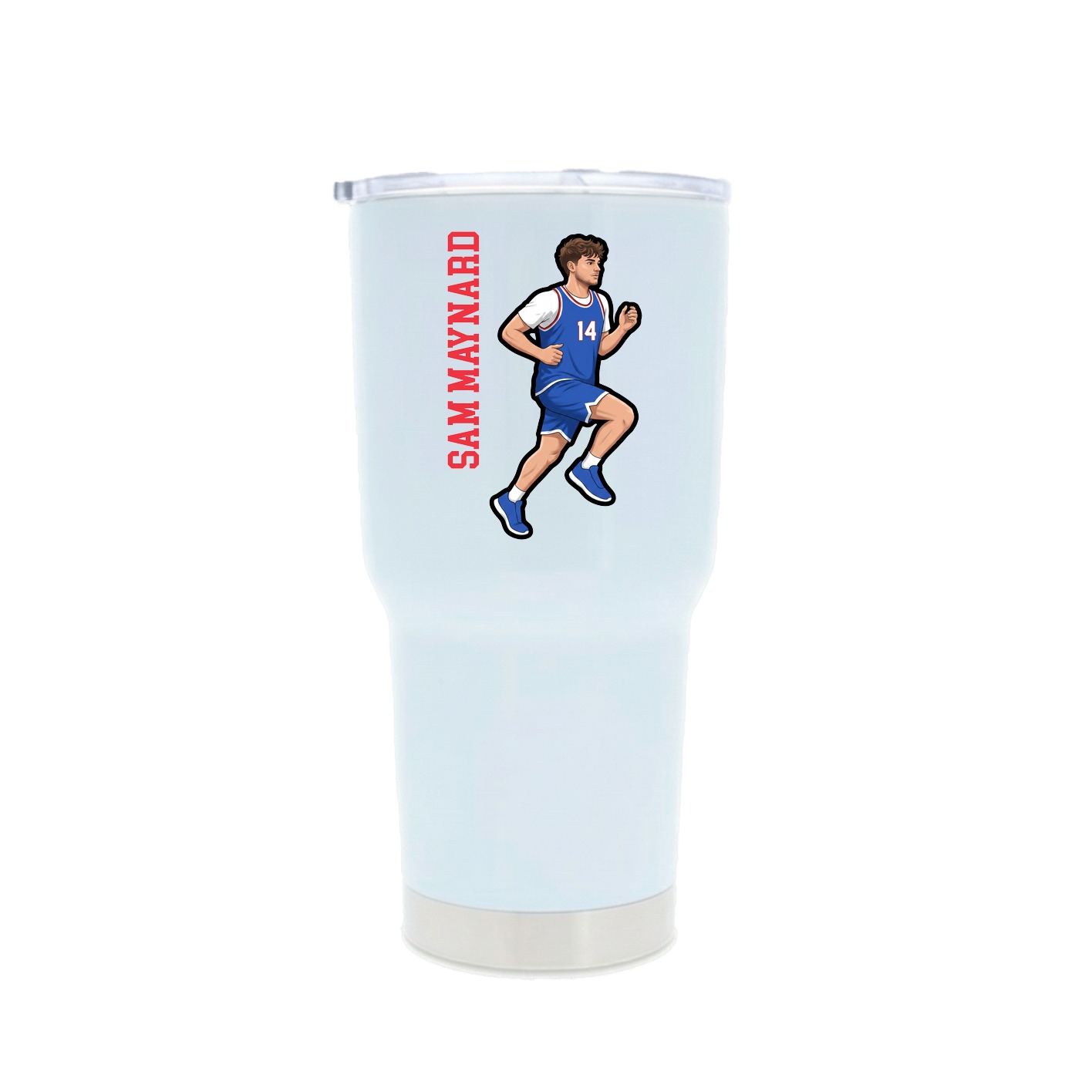 30oz Stainless Steel Tumbler — Name Vertical in White
