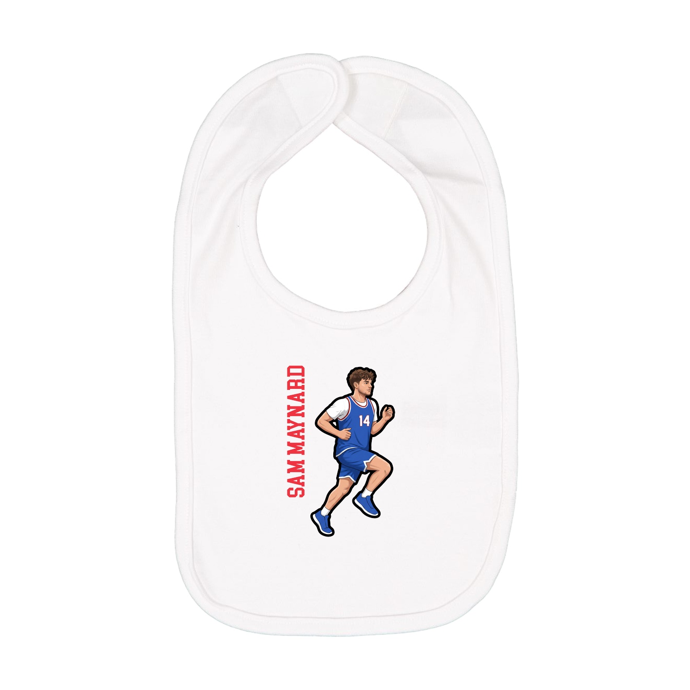 Infant Bib — Name Vertical in White