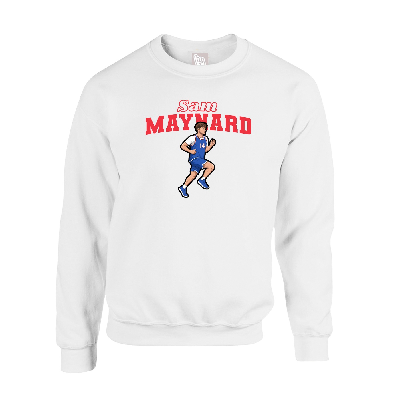 Fleece Crew — Name Arch in White