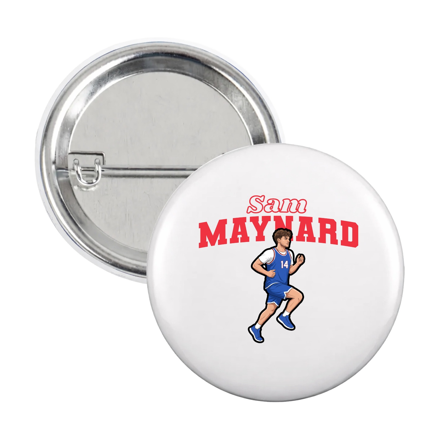 Game Day Button — Name Arch in White