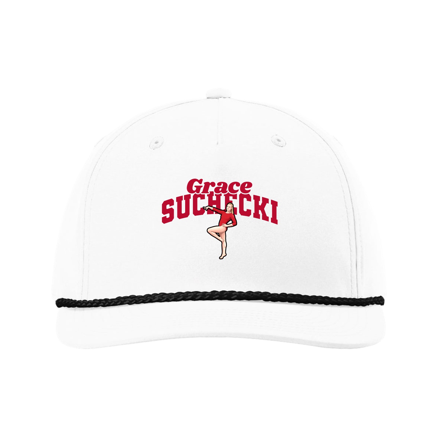 Five-Panel Classic Rope Cap — Signature Arch in White