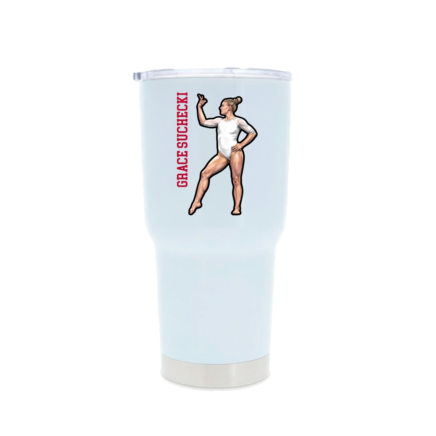 30oz Stainless Steel Tumbler — Name Vertical in White