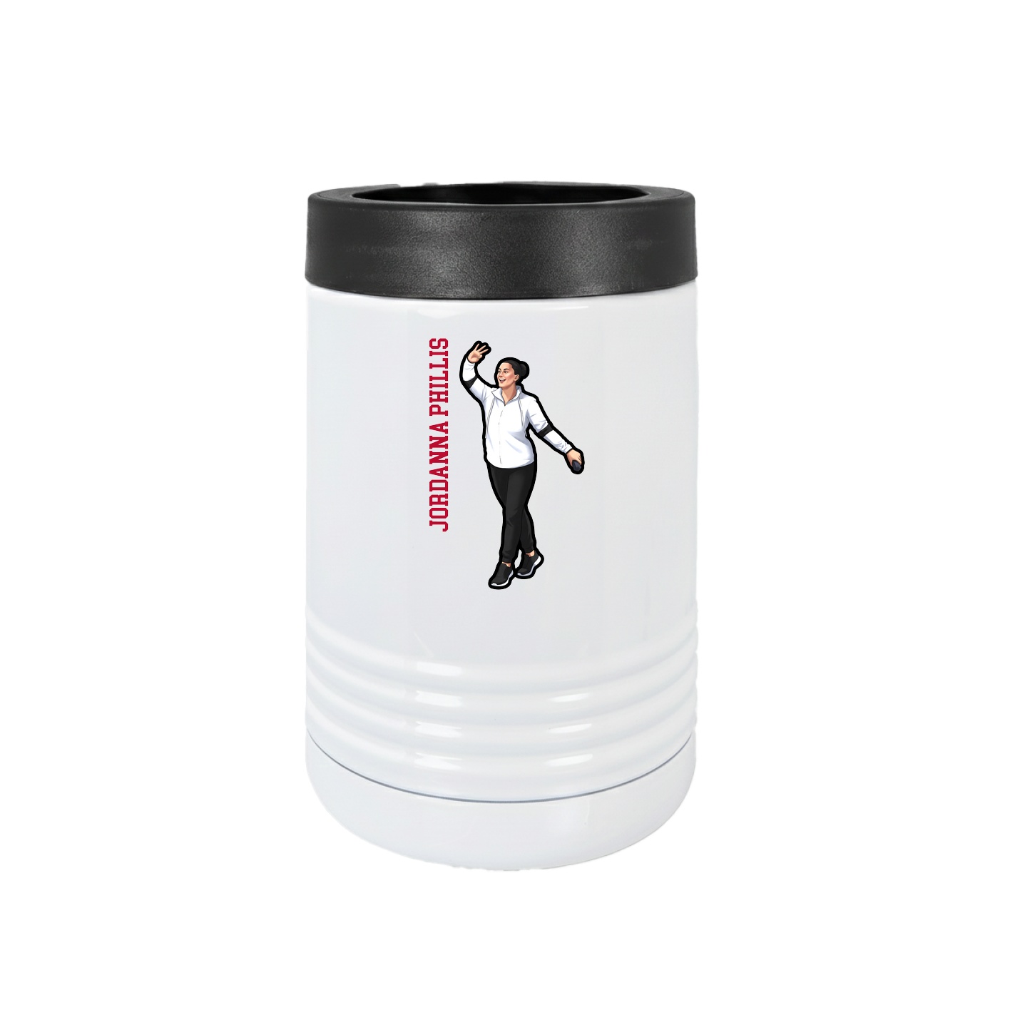 Beverage Holder — Name Vertical in White