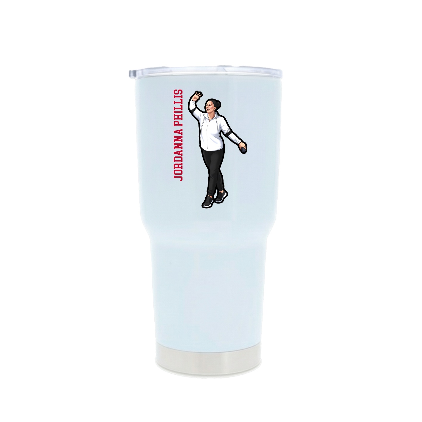 30oz Stainless Steel Tumbler — Name Vertical in White