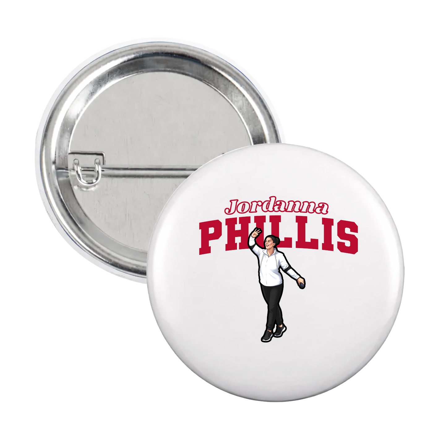 Game Day Button — Name Arch in White