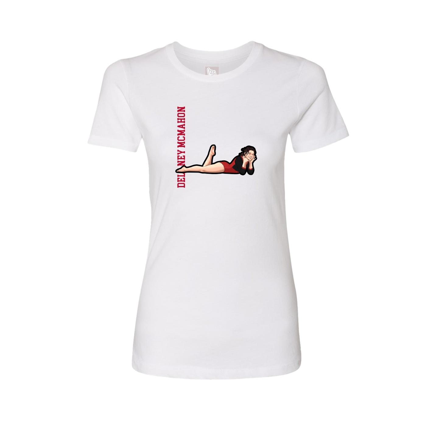 Fitted Women's Tee — Name Vertical in White