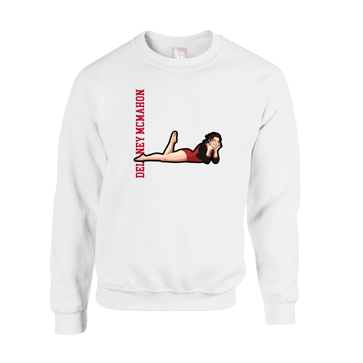 Fleece Crew — Name Vertical in White