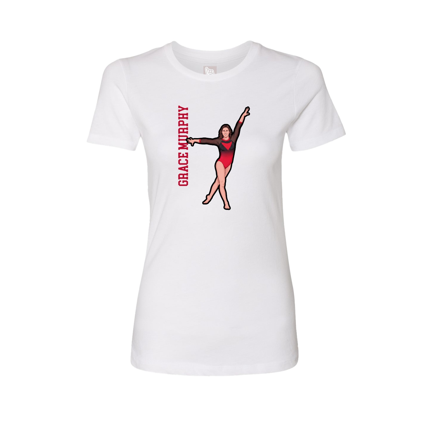 Fitted Women's Tee — Name Vertical in White