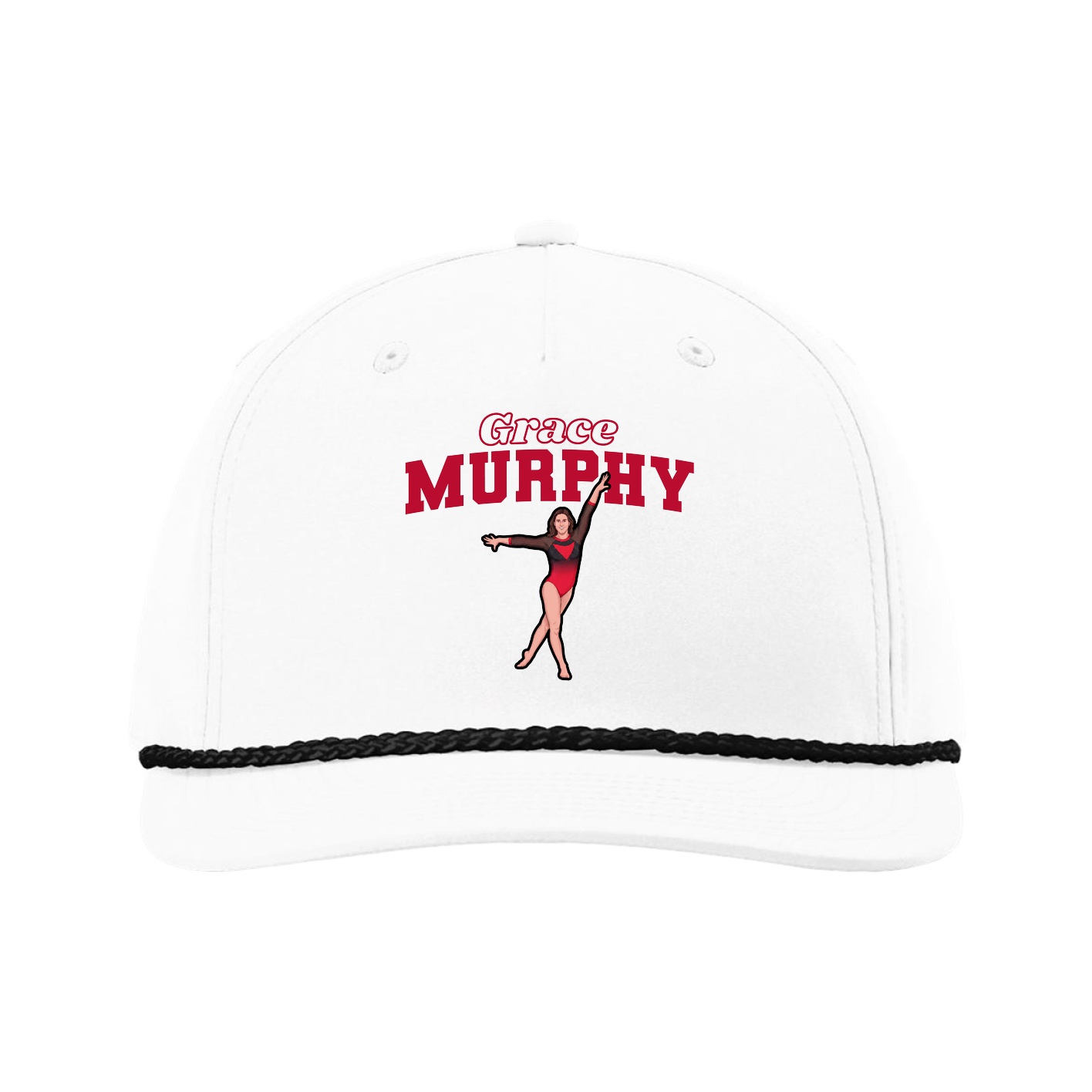 Five-Panel Classic Rope Cap — Name Arch in White