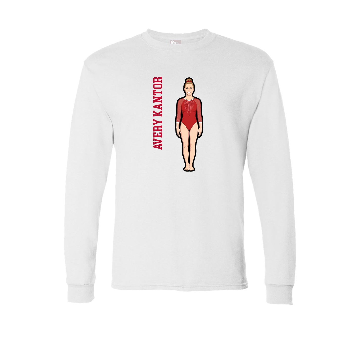 Long Sleeve Tee — Name Vertical in White