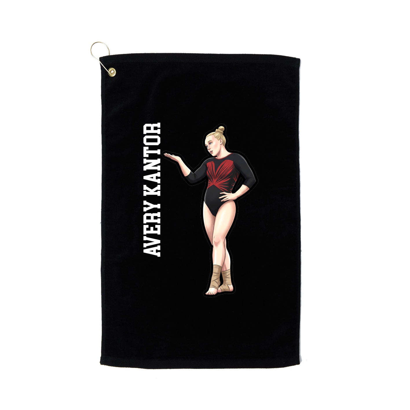 Golf Towel — Name Vertical in Black