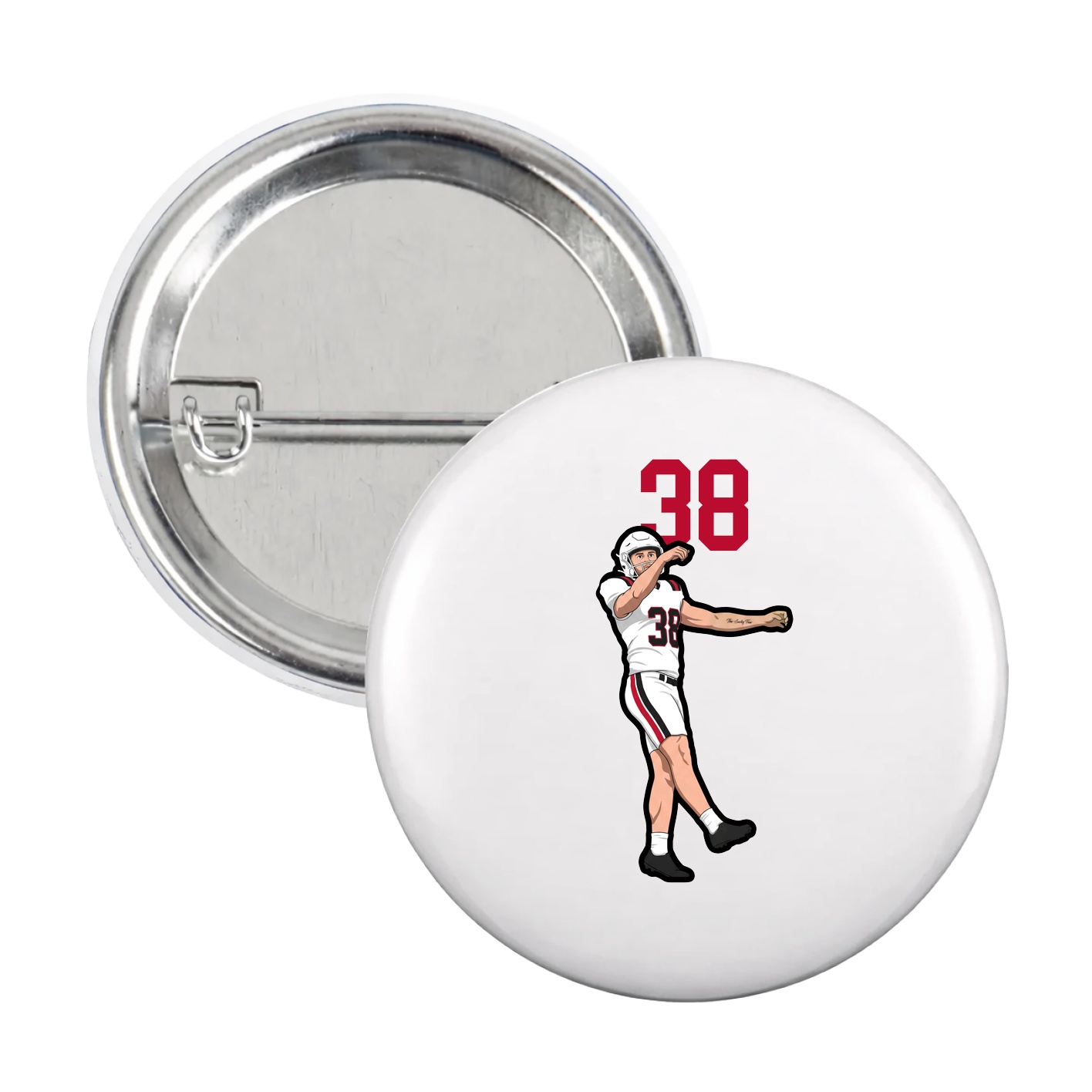 Game Day Button — Number Top in White