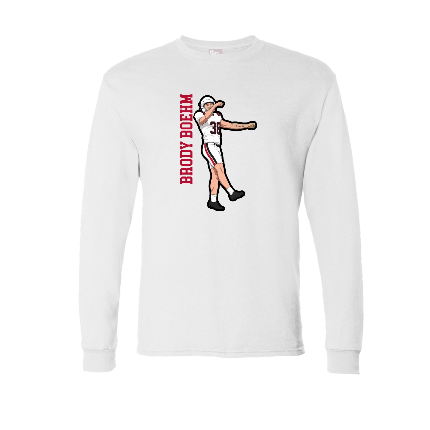 Long Sleeve Tee — Name Vertical in White