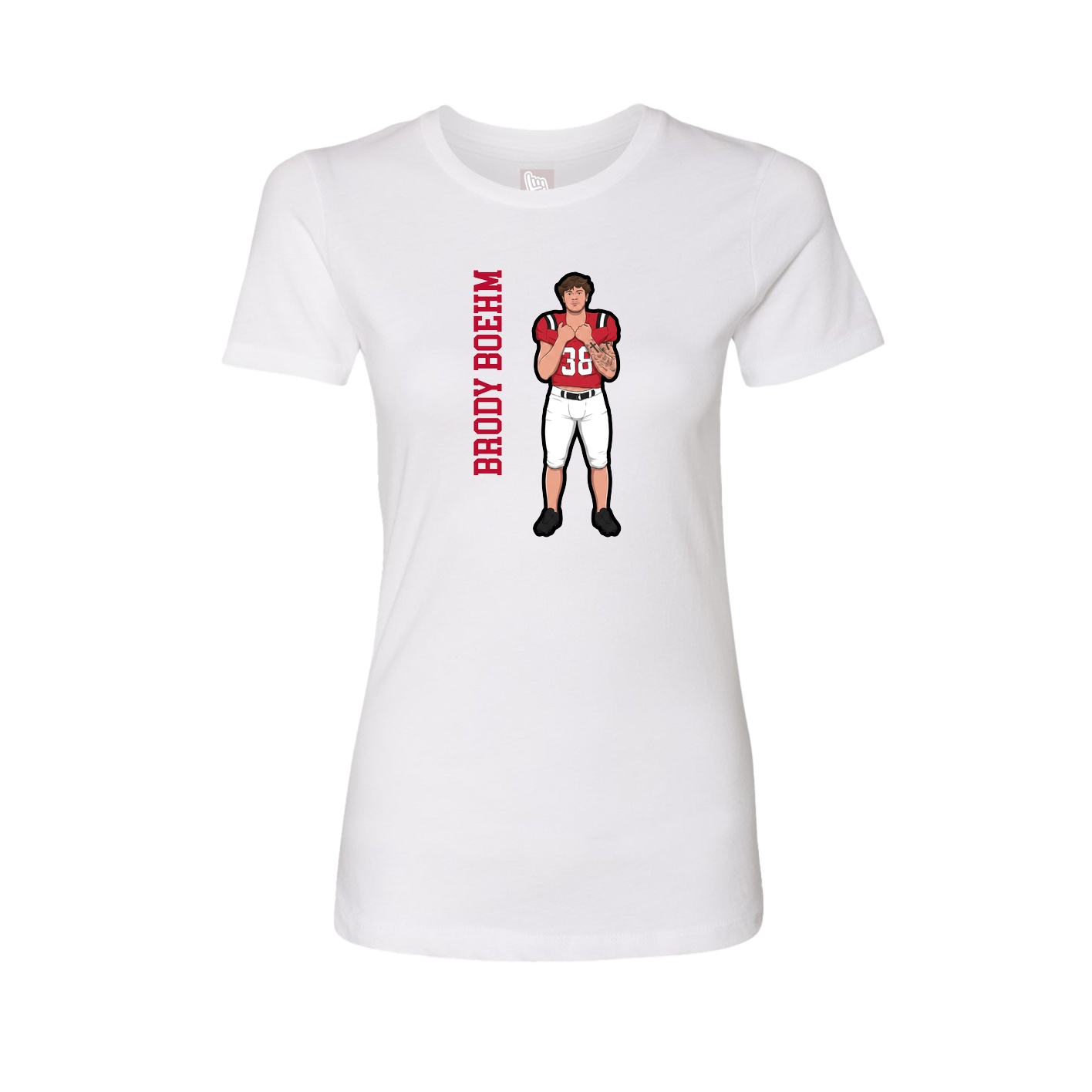 Fitted Women's Tee — Name Vertical in White