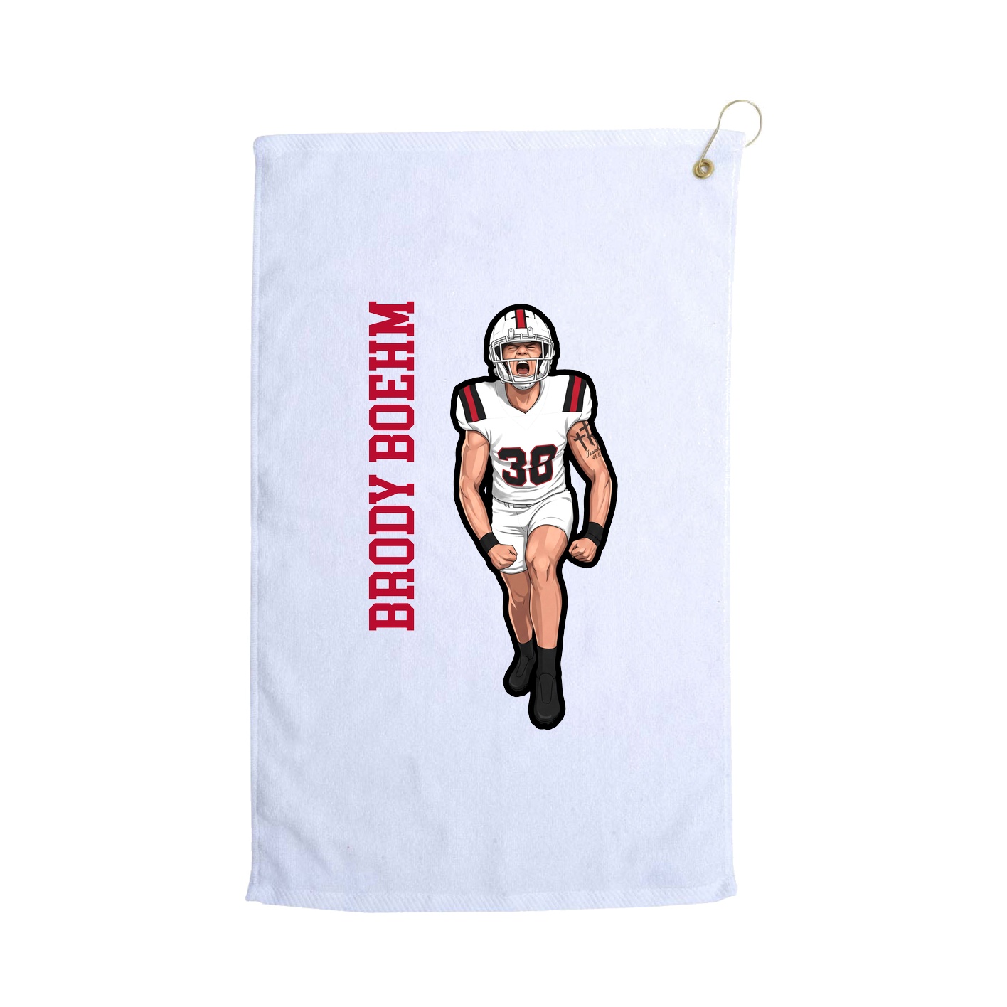 Golf Towel — Name Vertical in White