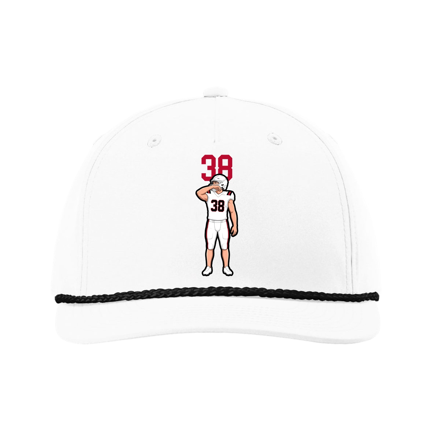 Five-Panel Classic Rope Cap — Number Top in White