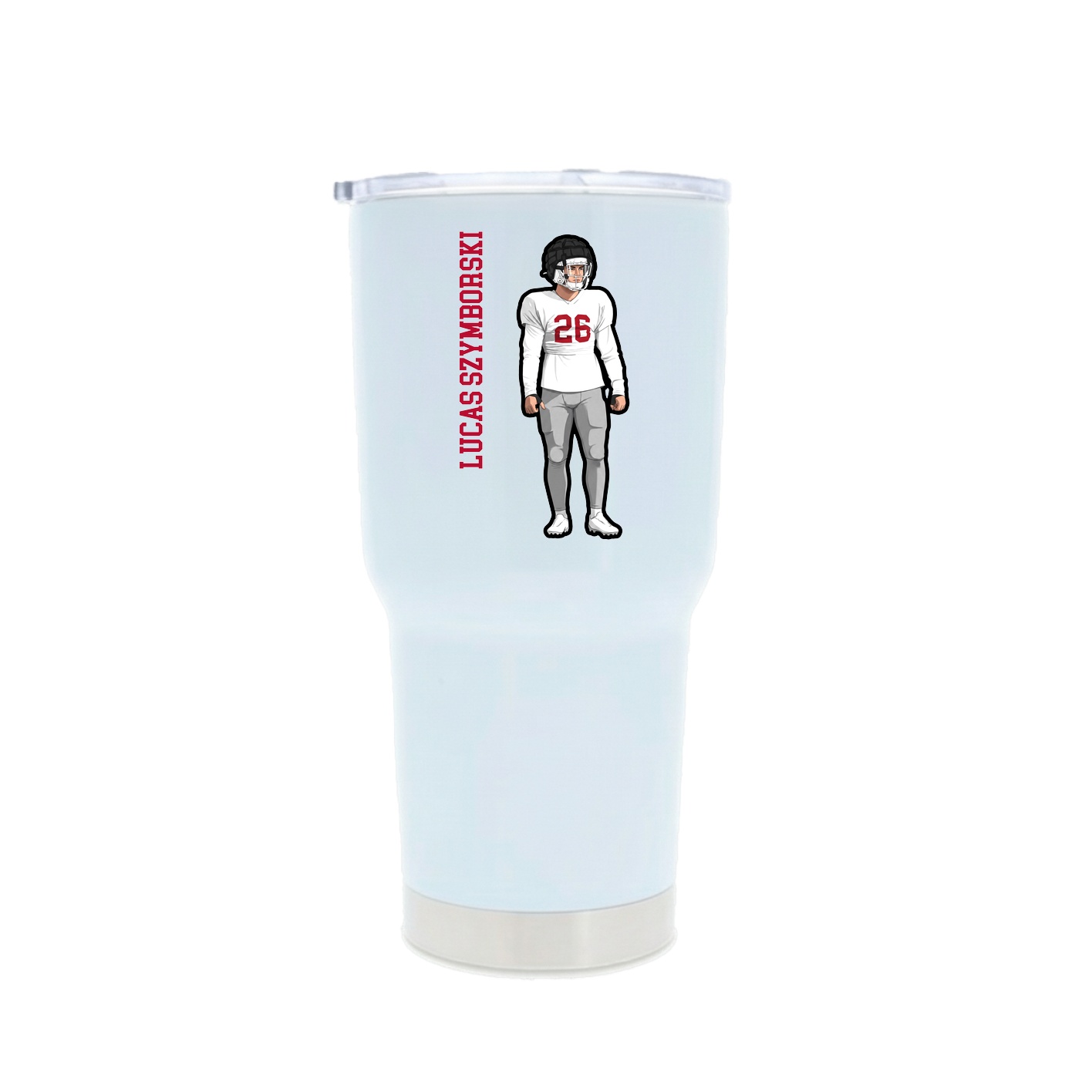 30oz Stainless Steel Tumbler — Name Vertical in White