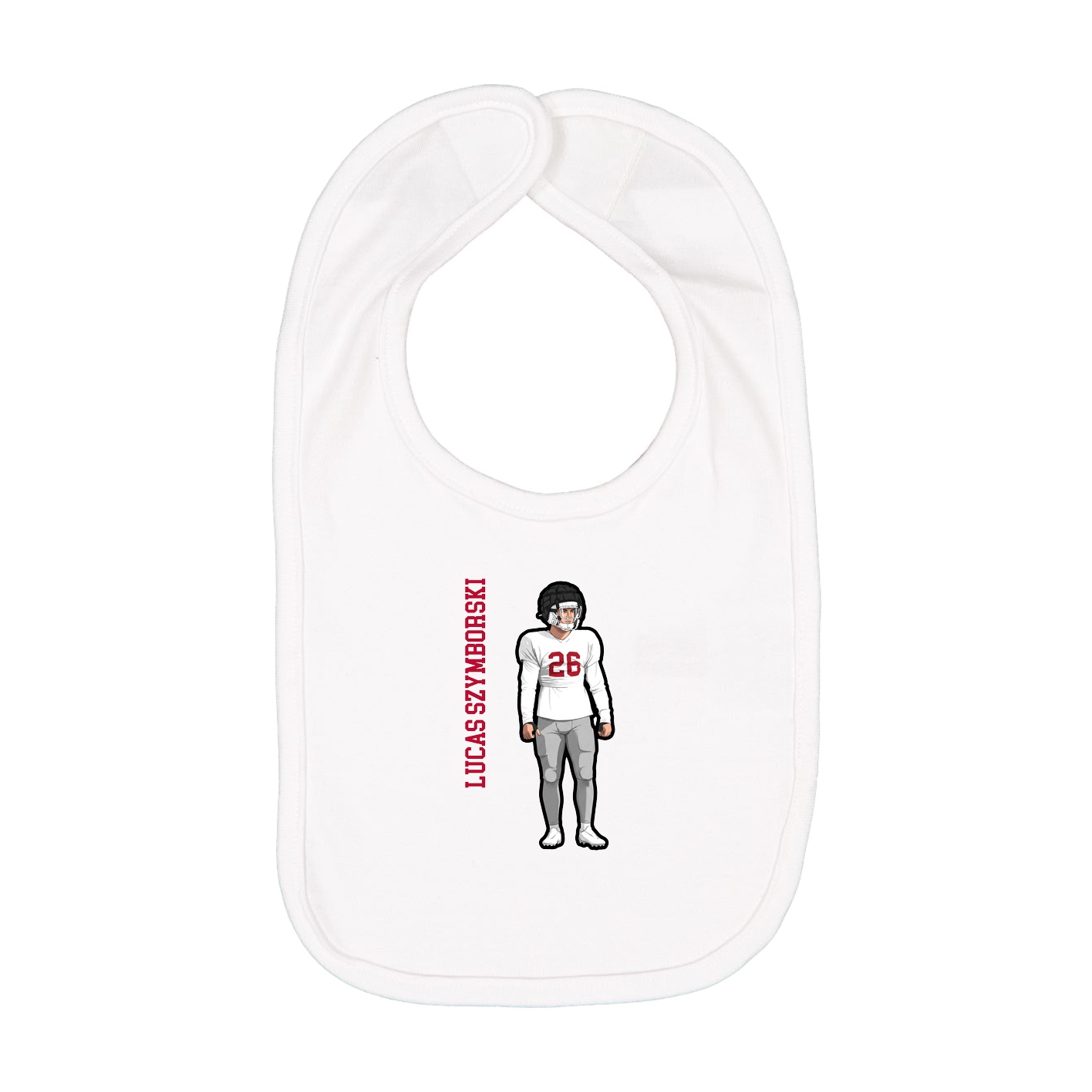 Infant Bib — Name Vertical in White