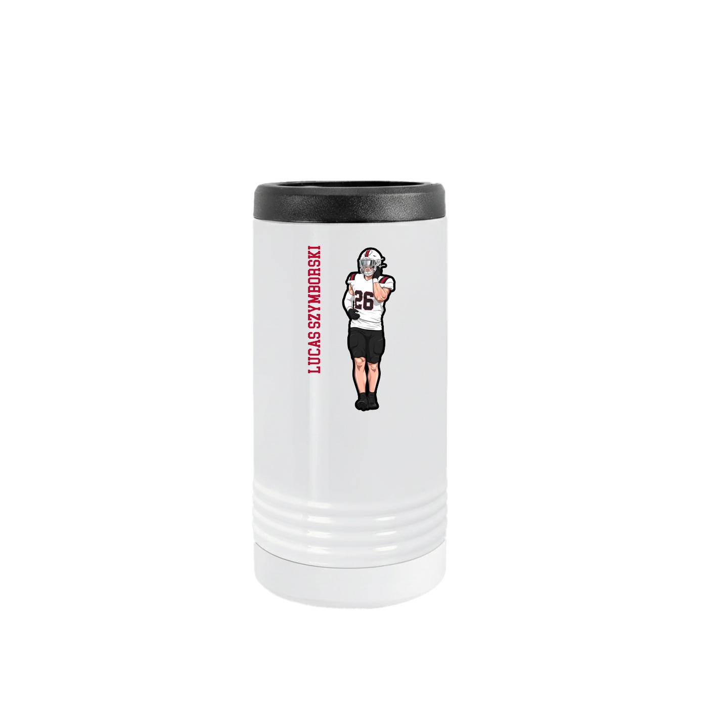 Slim Beverage Holder — Name Vertical in White