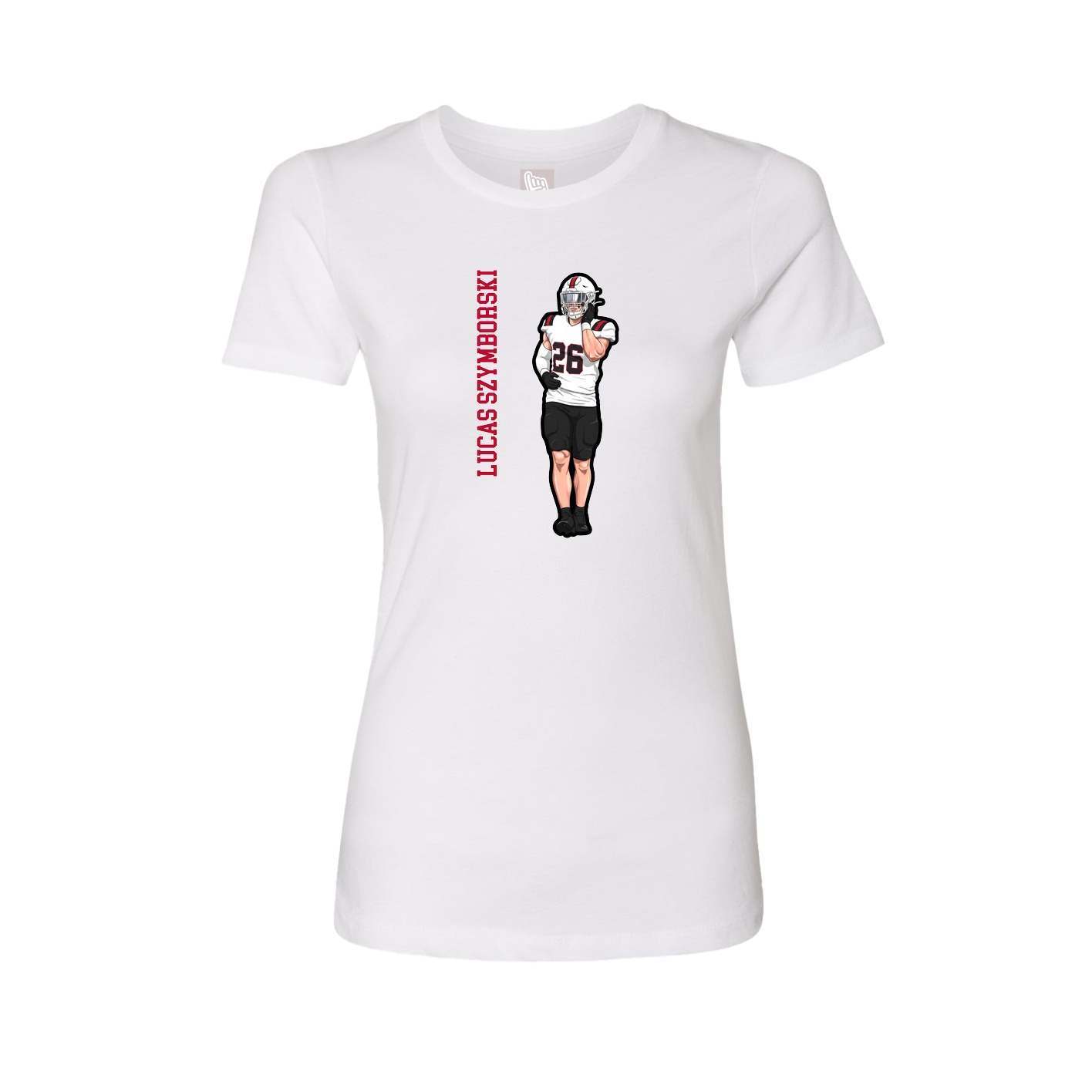 Womens Tee — Name Vertical in White
