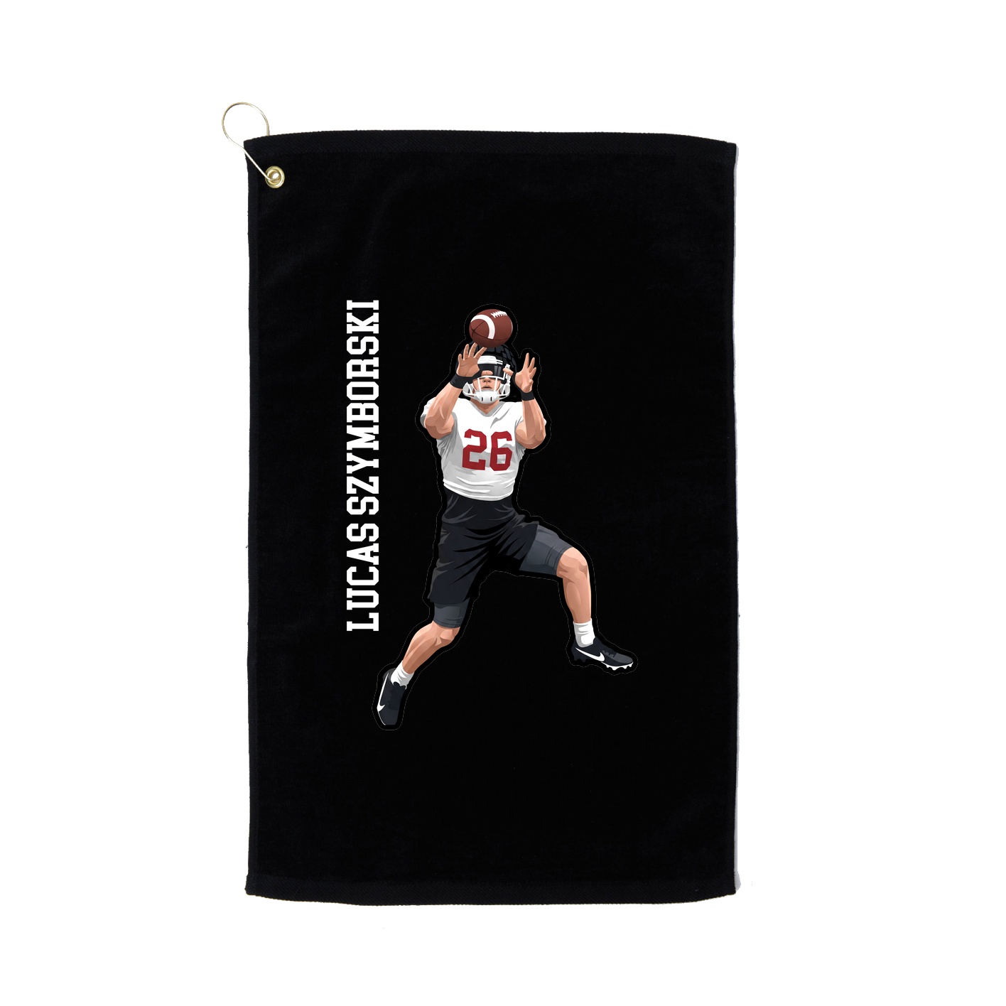 Golf Towel — Name Vertical in Black