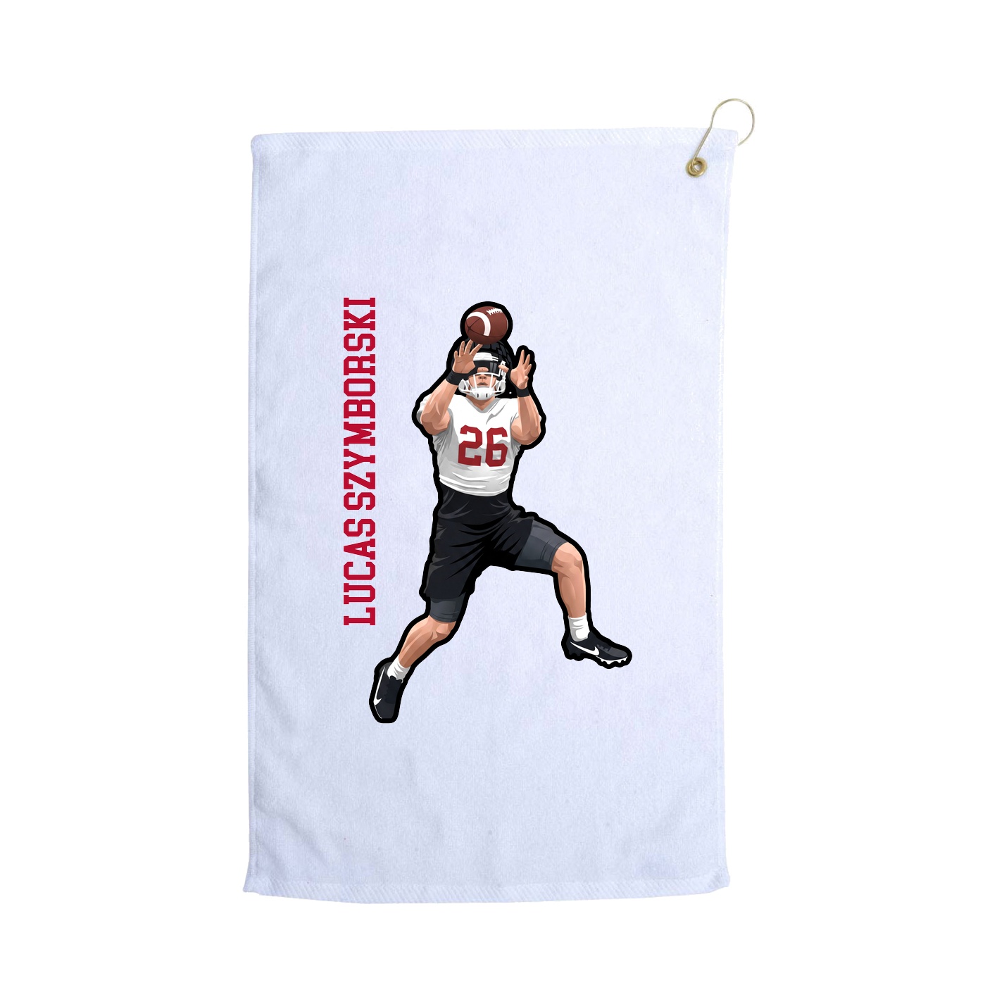 Golf Towel — Name Vertical in White
