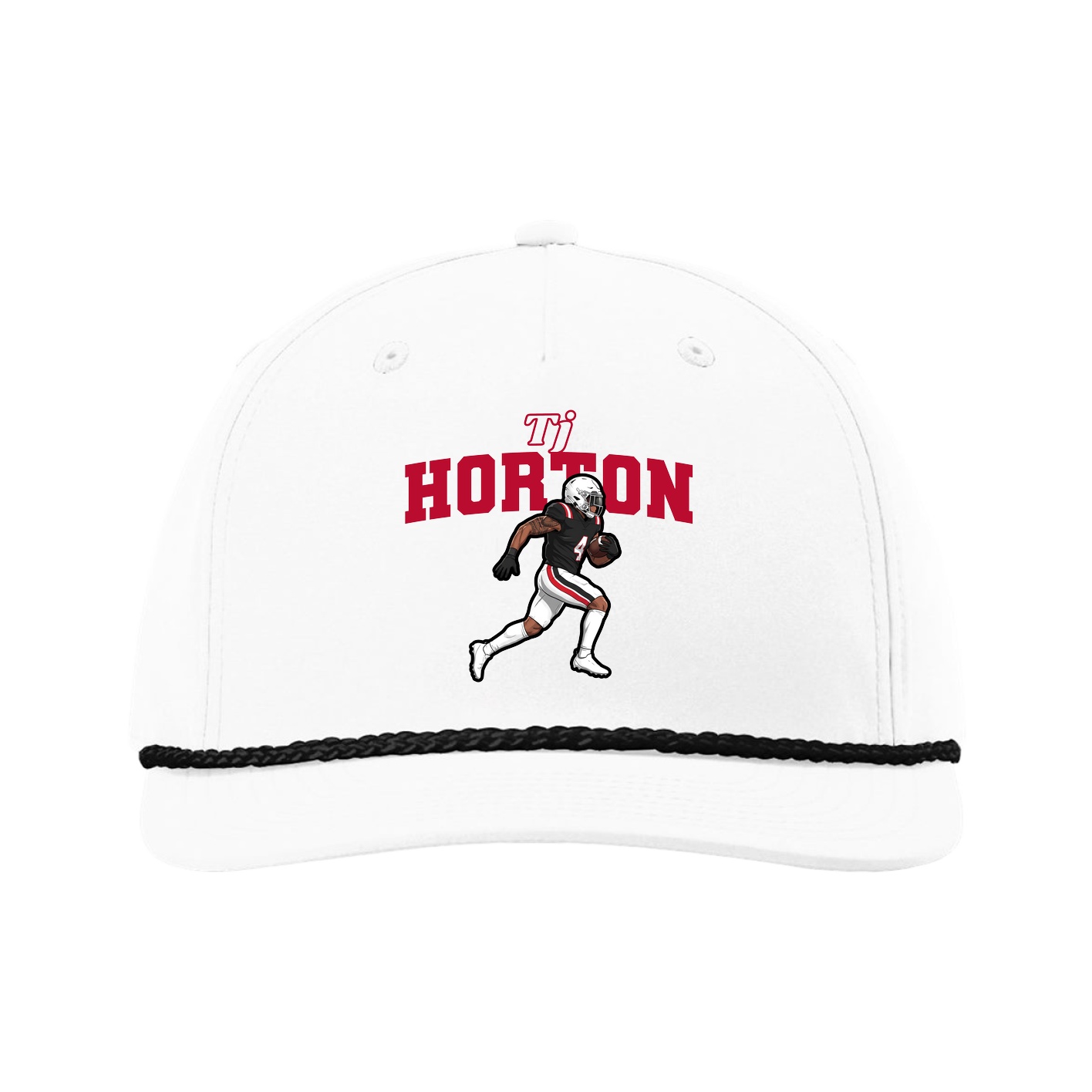 Five-Panel Classic Rope Cap — Name Arch in White
