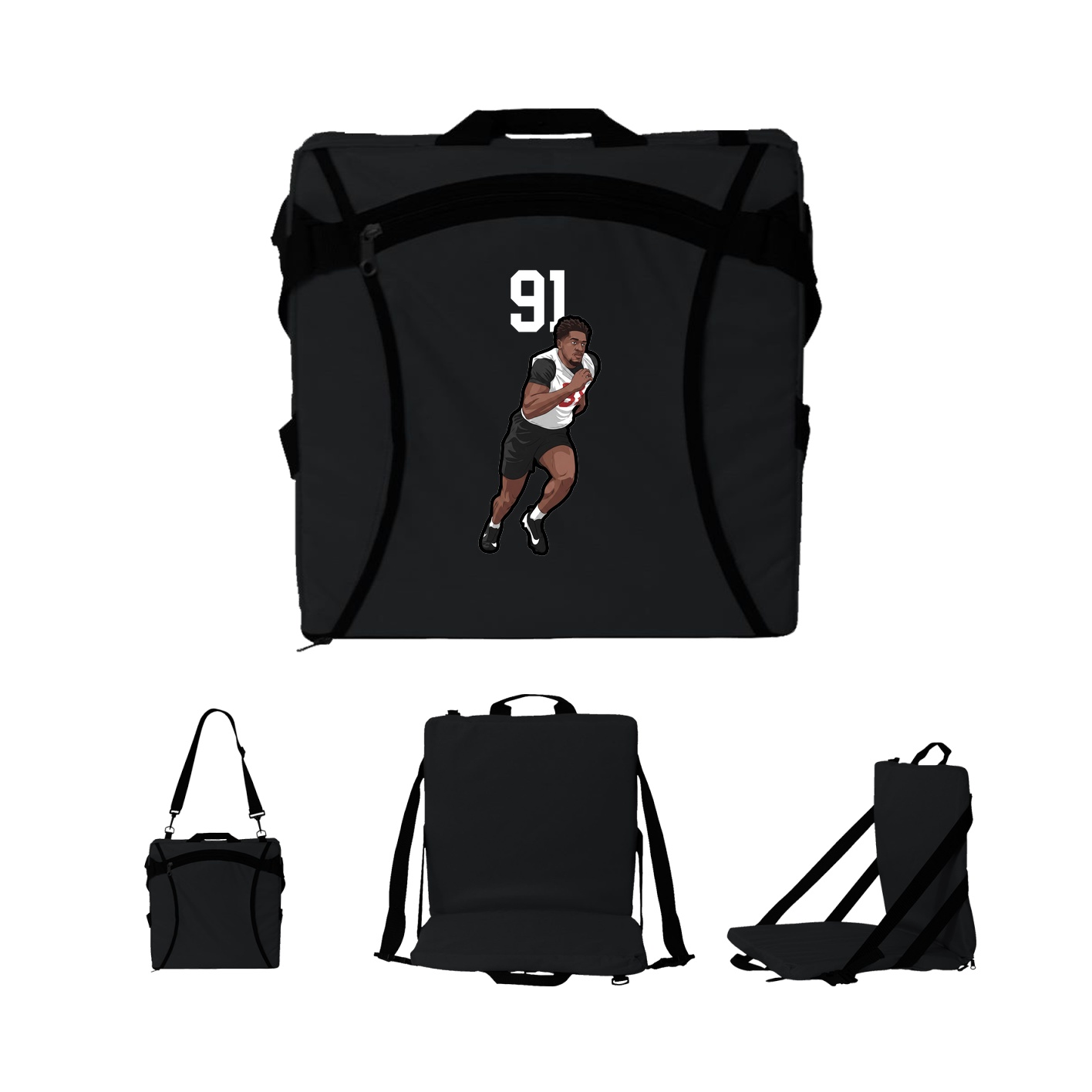 Folding Stadium Seat — Number Top in Black