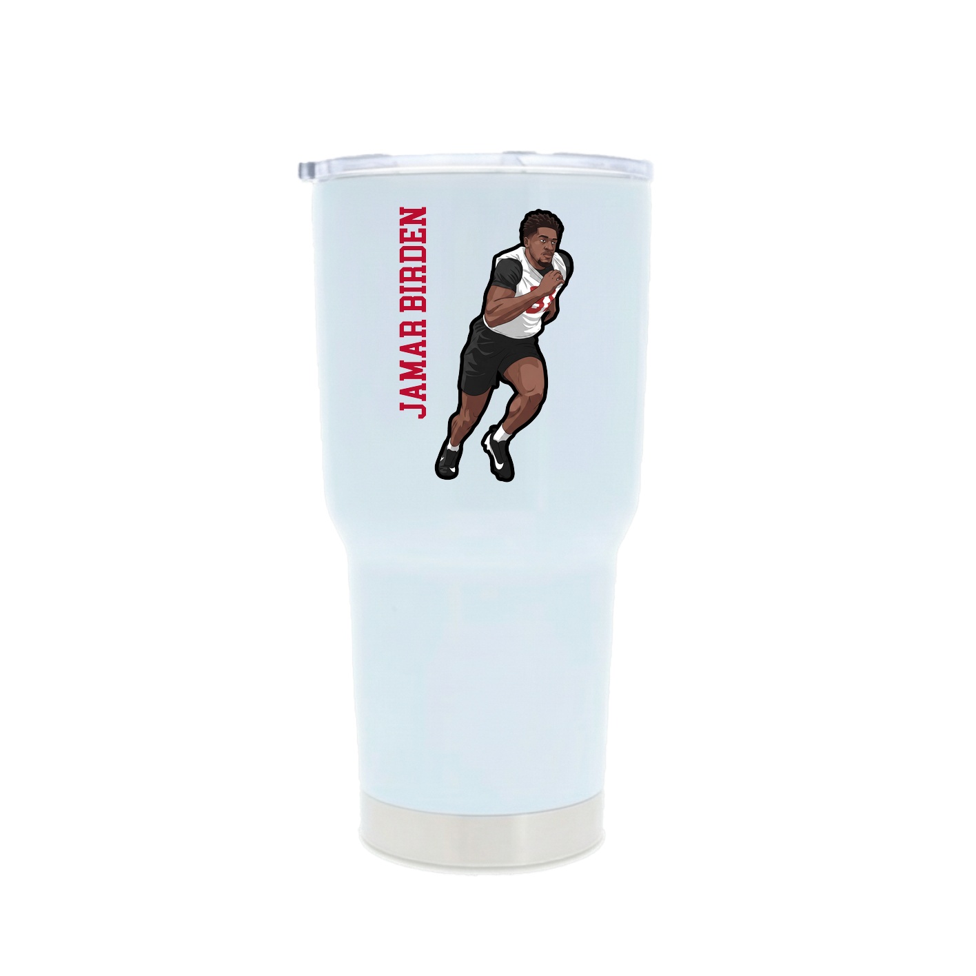 30oz Stainless Steel Tumbler — Name Vertical in White