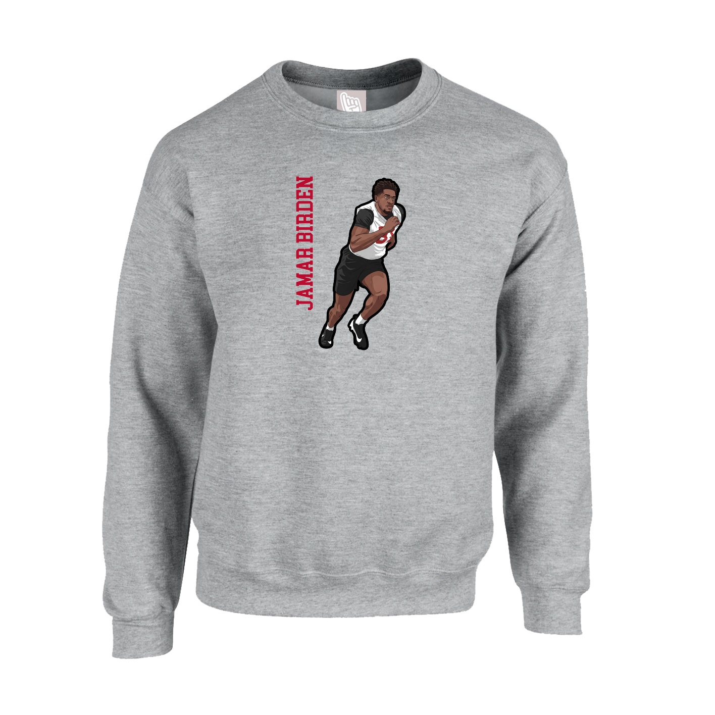 Fleece Crew — Name Vertical in Grey