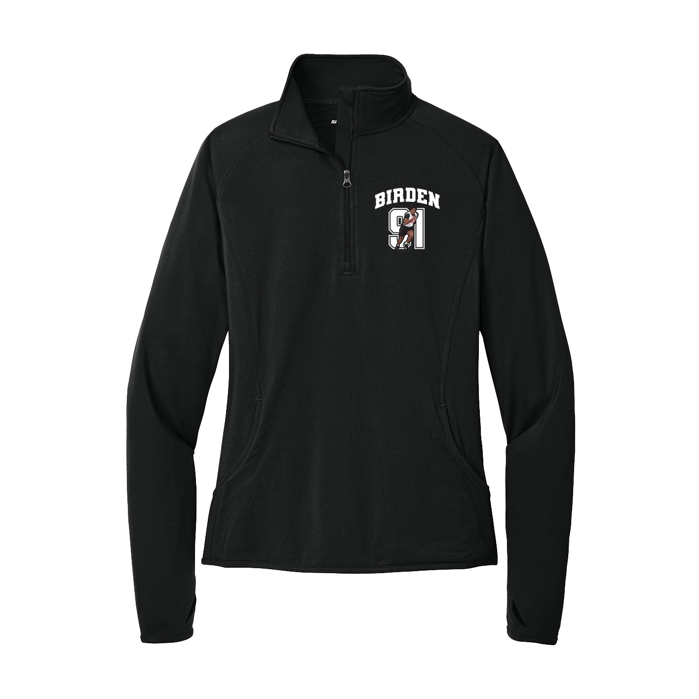 Women's Q-Zip Pullover — Number in Black