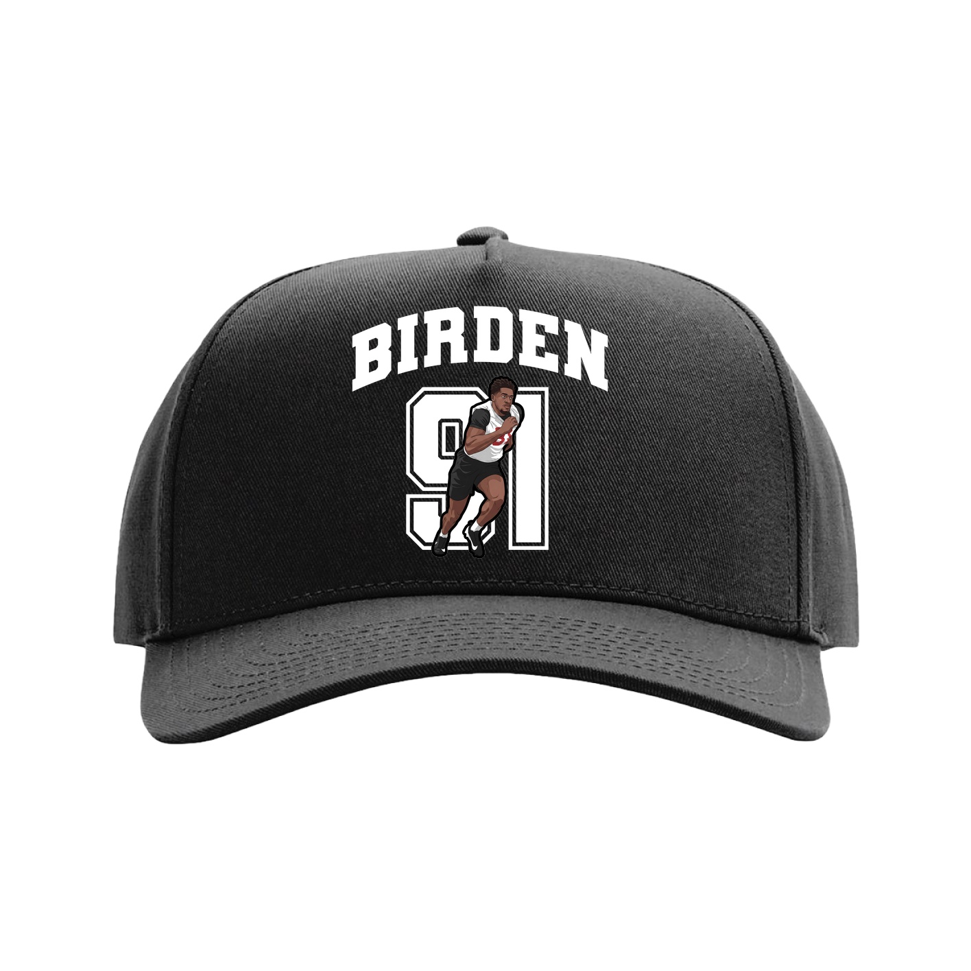 Full Fabric Five-Panel Champ Cap — Number in Black