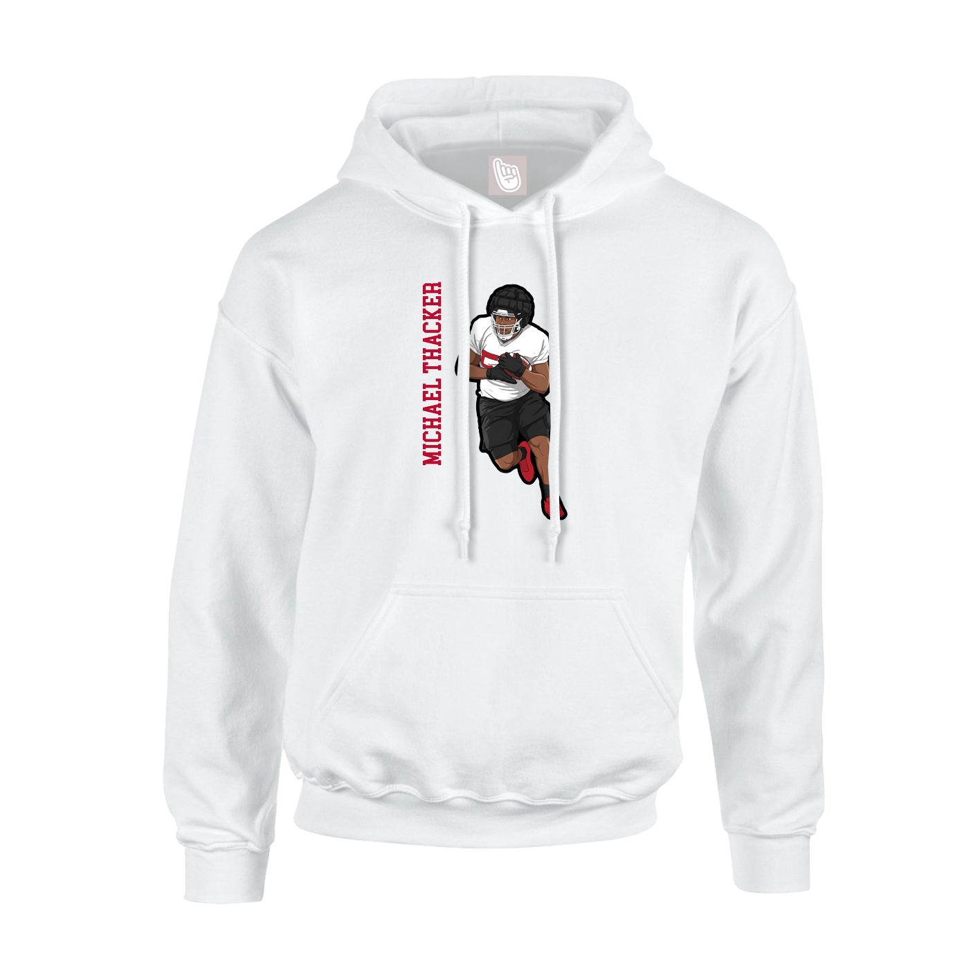 Youth Hoodie — Name Vertical in White