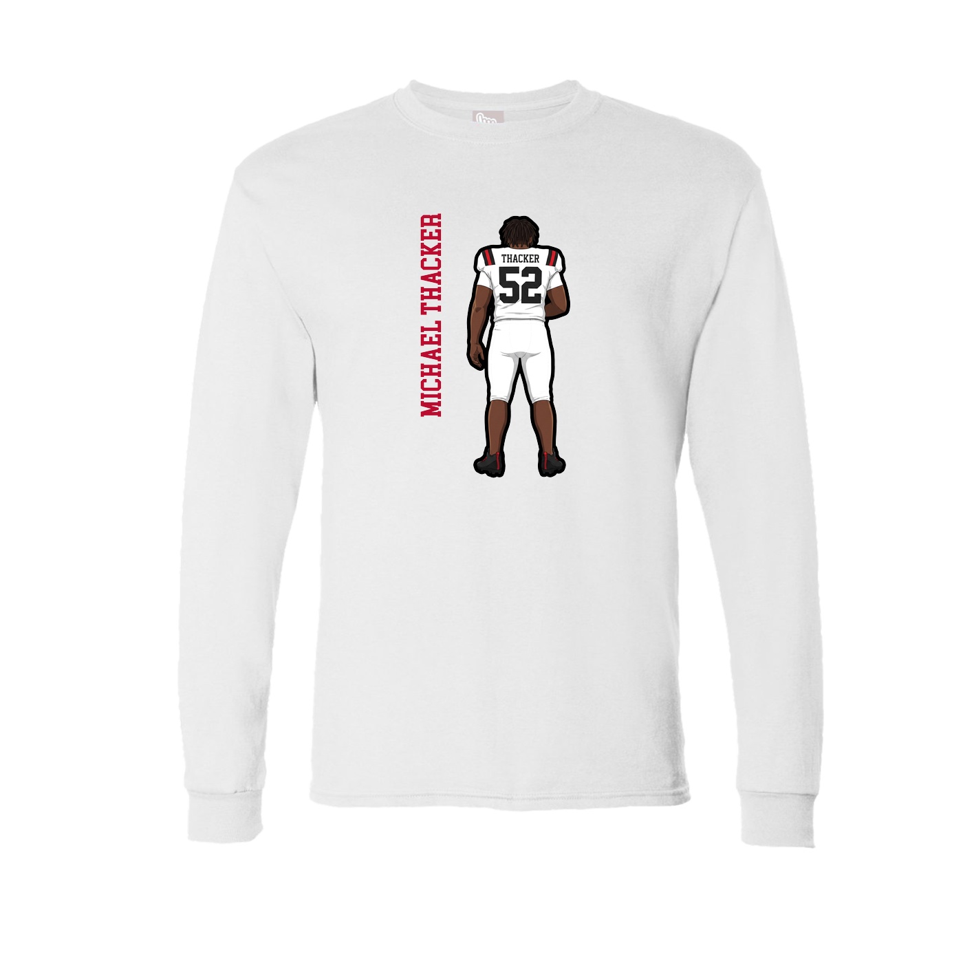 Long Sleeve Tee — Name Vertical in White