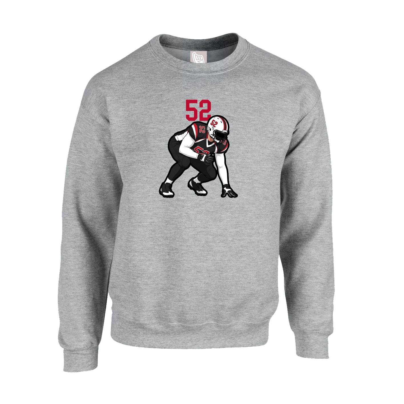 Fleece Crew — Number Top in Grey