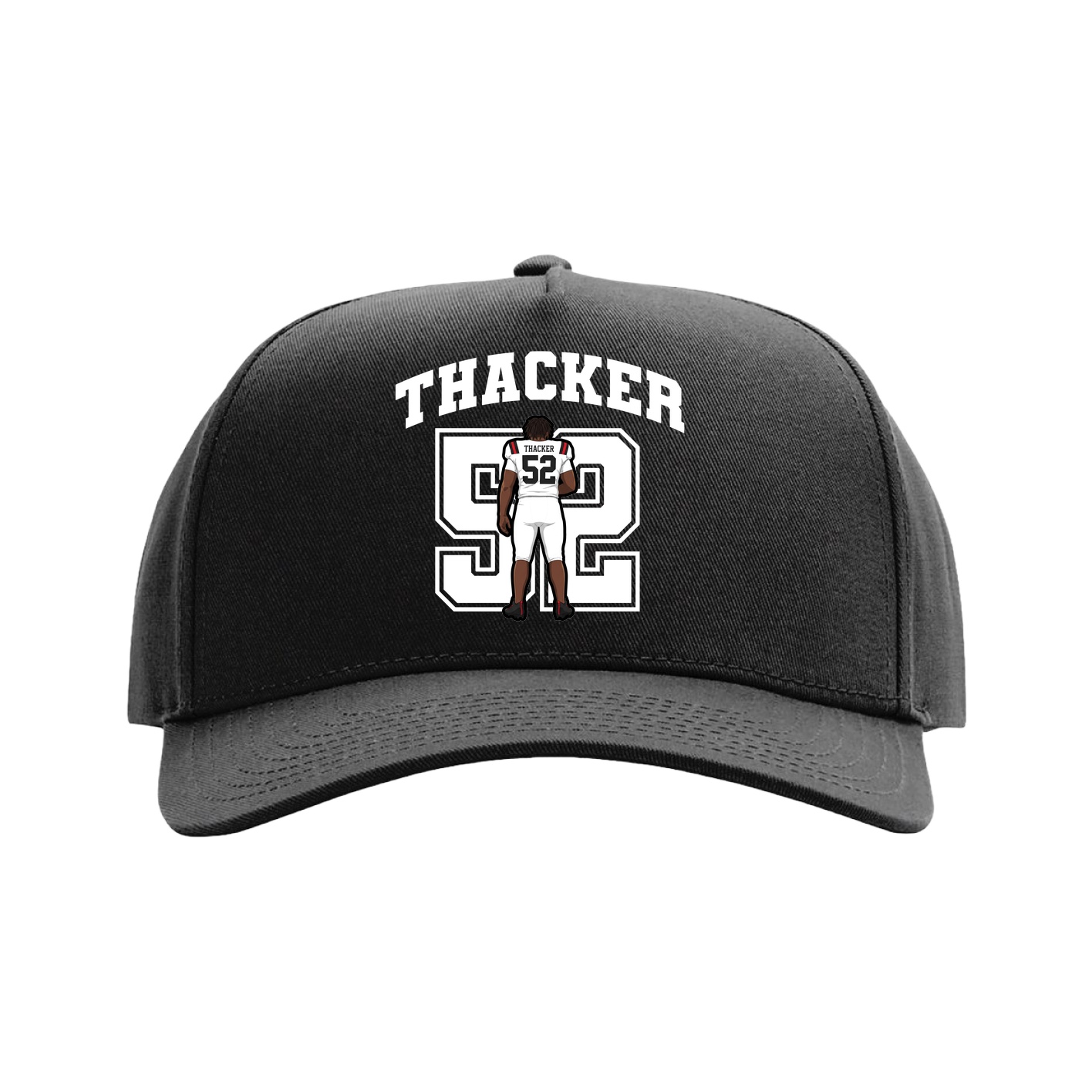 Full Fabric Five-Panel Champ Cap — Number in Black