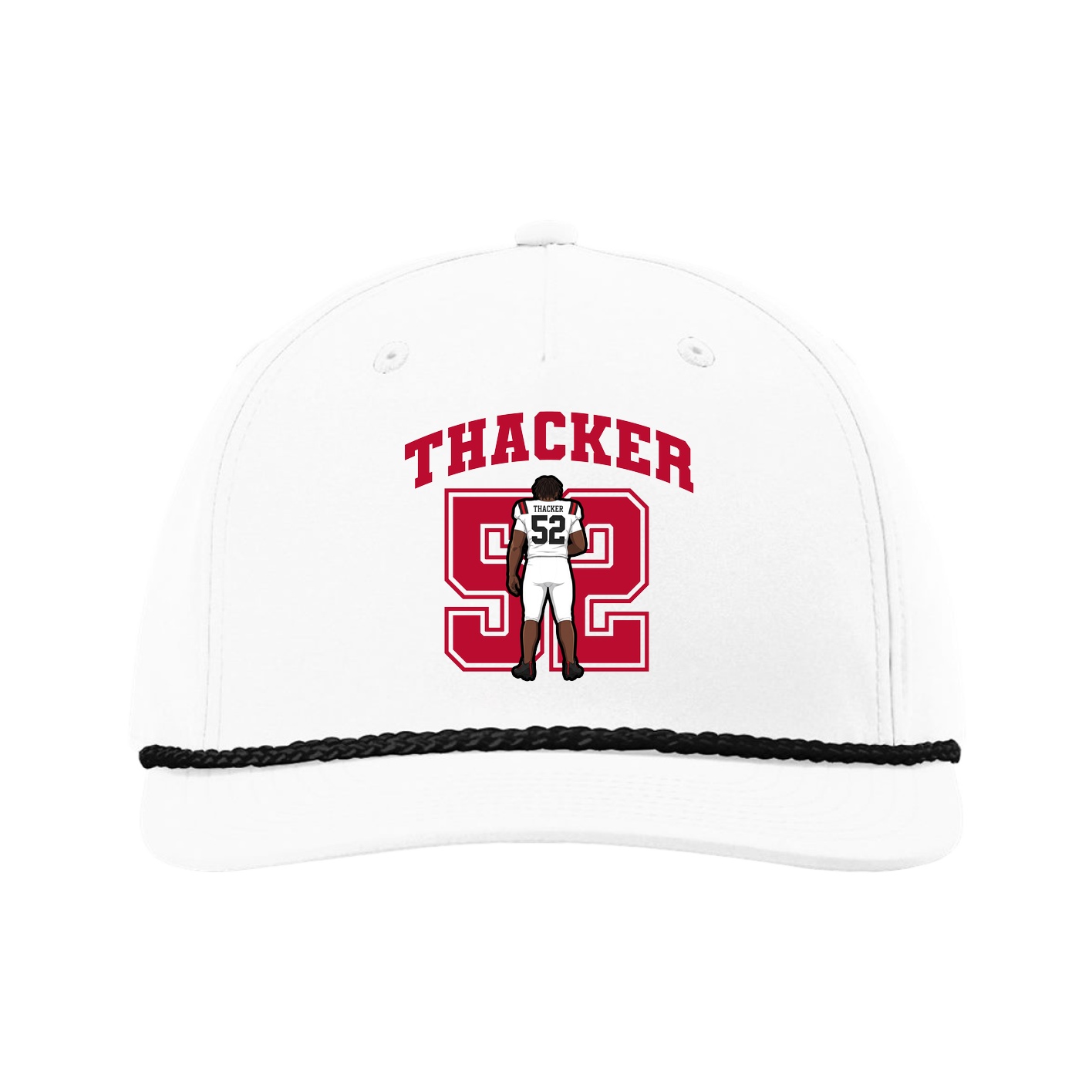 Five-Panel Classic Rope Cap — Number in White