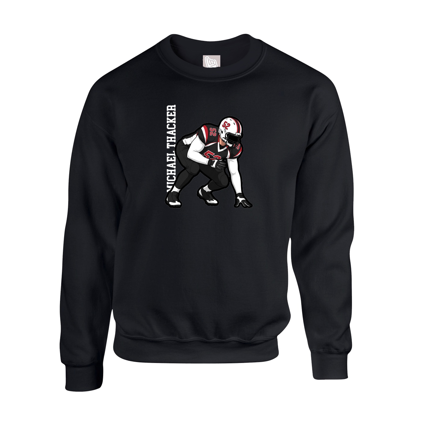 Fleece Crew — Name Vertical in Black