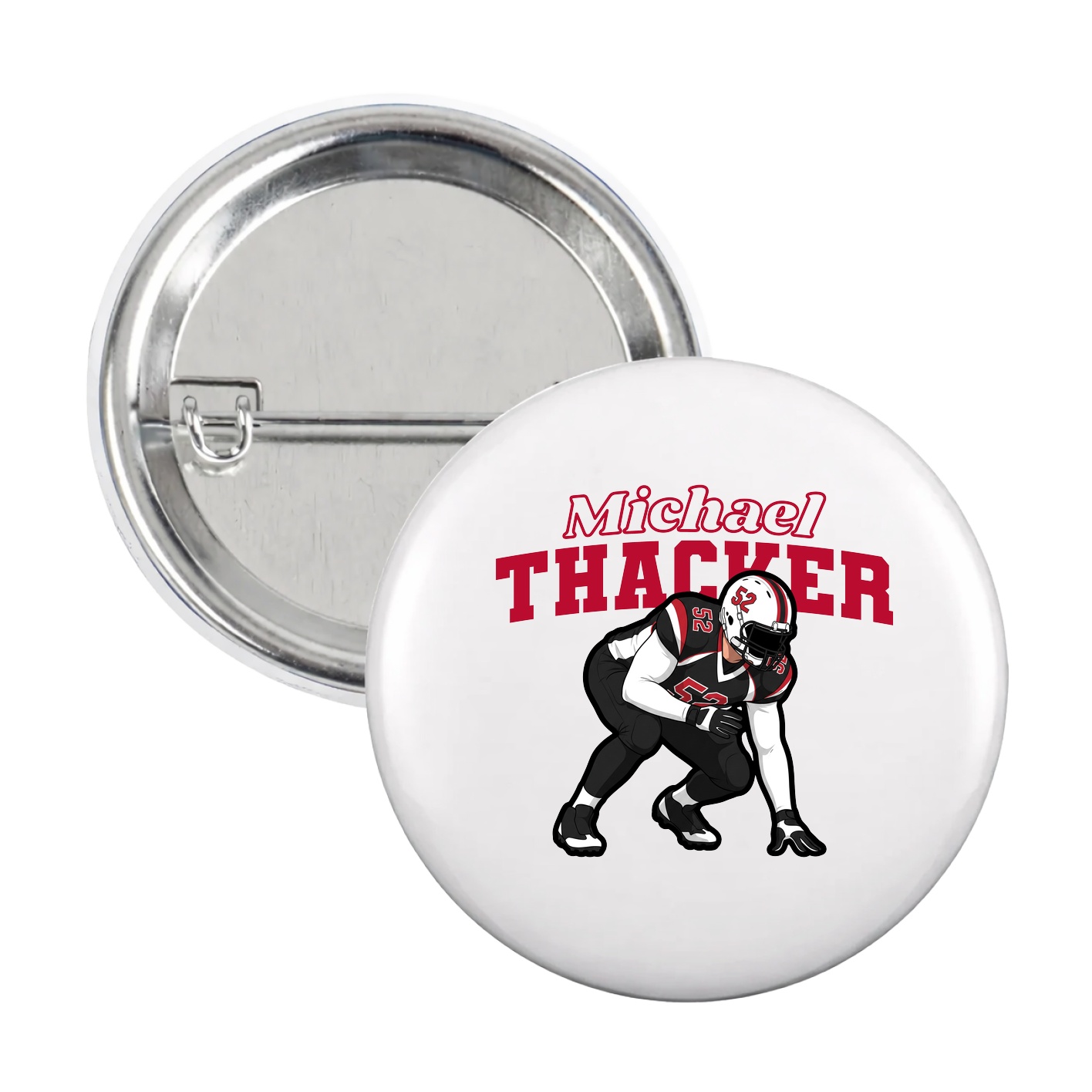 Game Day Button — Name Arch in White