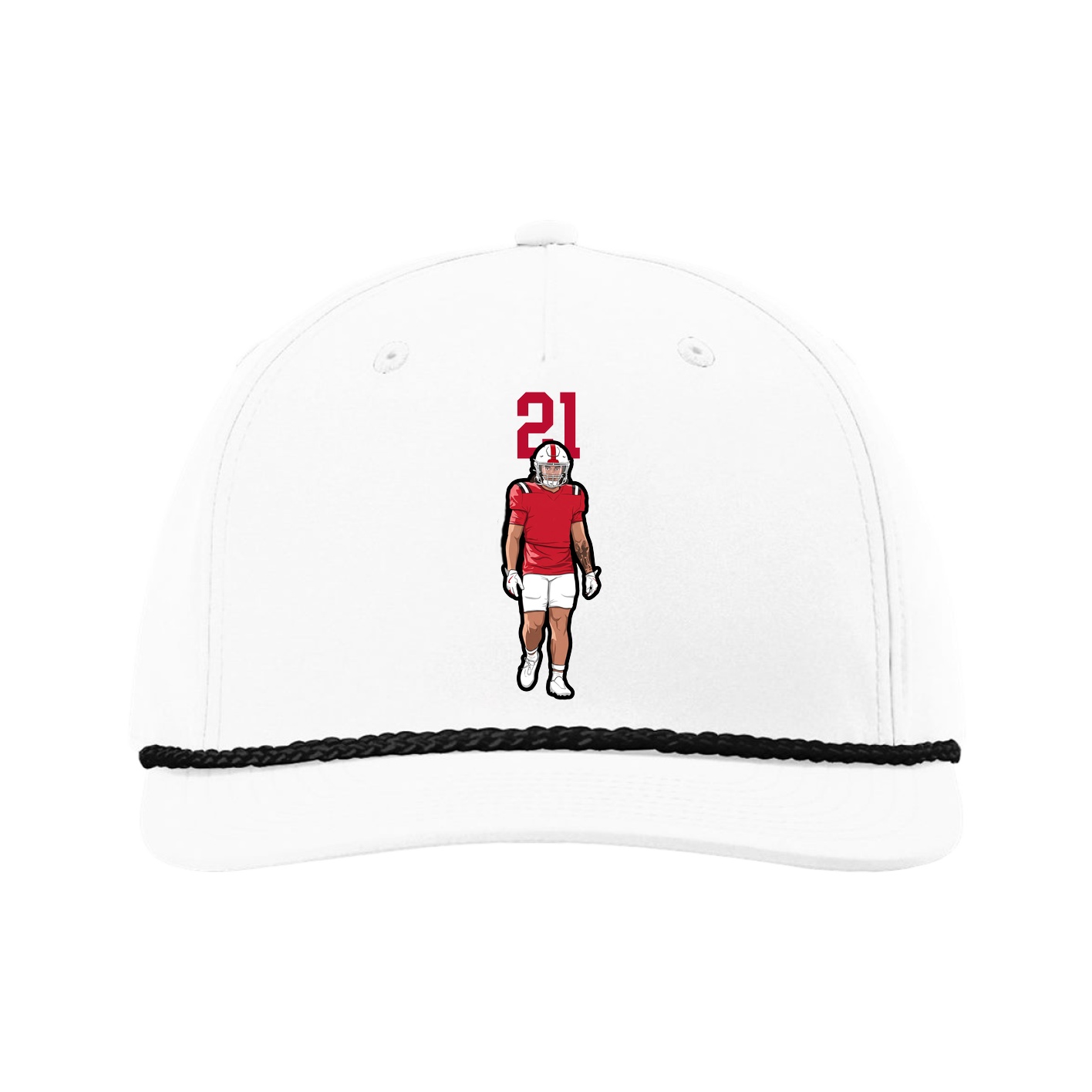 Five-Panel Classic Rope Cap — Number Top in White