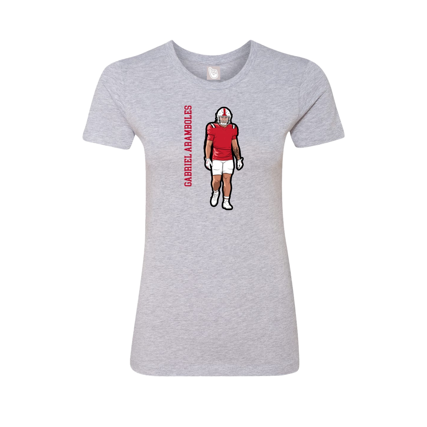 Fitted Women's Tee — Name Vertical in Grey