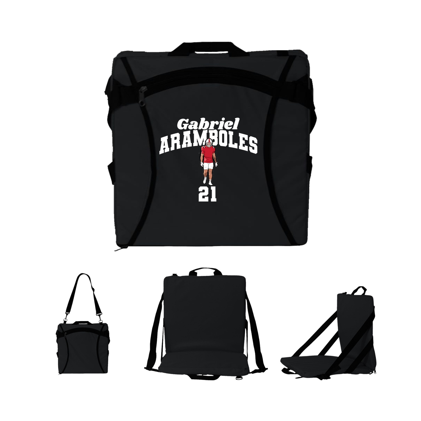 Folding Stadium Seat — Signature Arch in Black